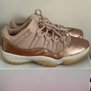 Jordan Women's Athletic Shoes - Metallic Rose Gold and Cream